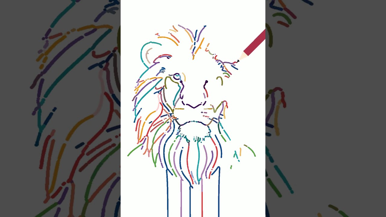 Amazing Rainbow Lion Drawing! 🦁 Rainbow Line Art (No Black Lines)