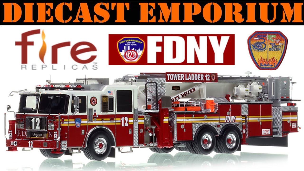 1:50 Scale Fire Replicas Seagrave Attacker 95' Tower Ladder - FDNY Tower Ladder 12 - Manhattan