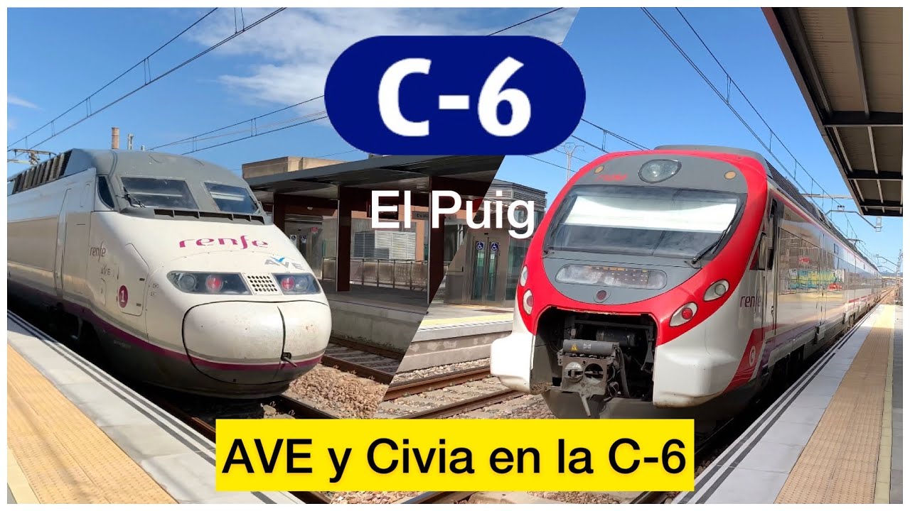 Circulaciones por ADIF ElPuig C6 Renfe (Civia 464, 447, CAF BITRAC, S121, S130, S253, 599, AVE S100)