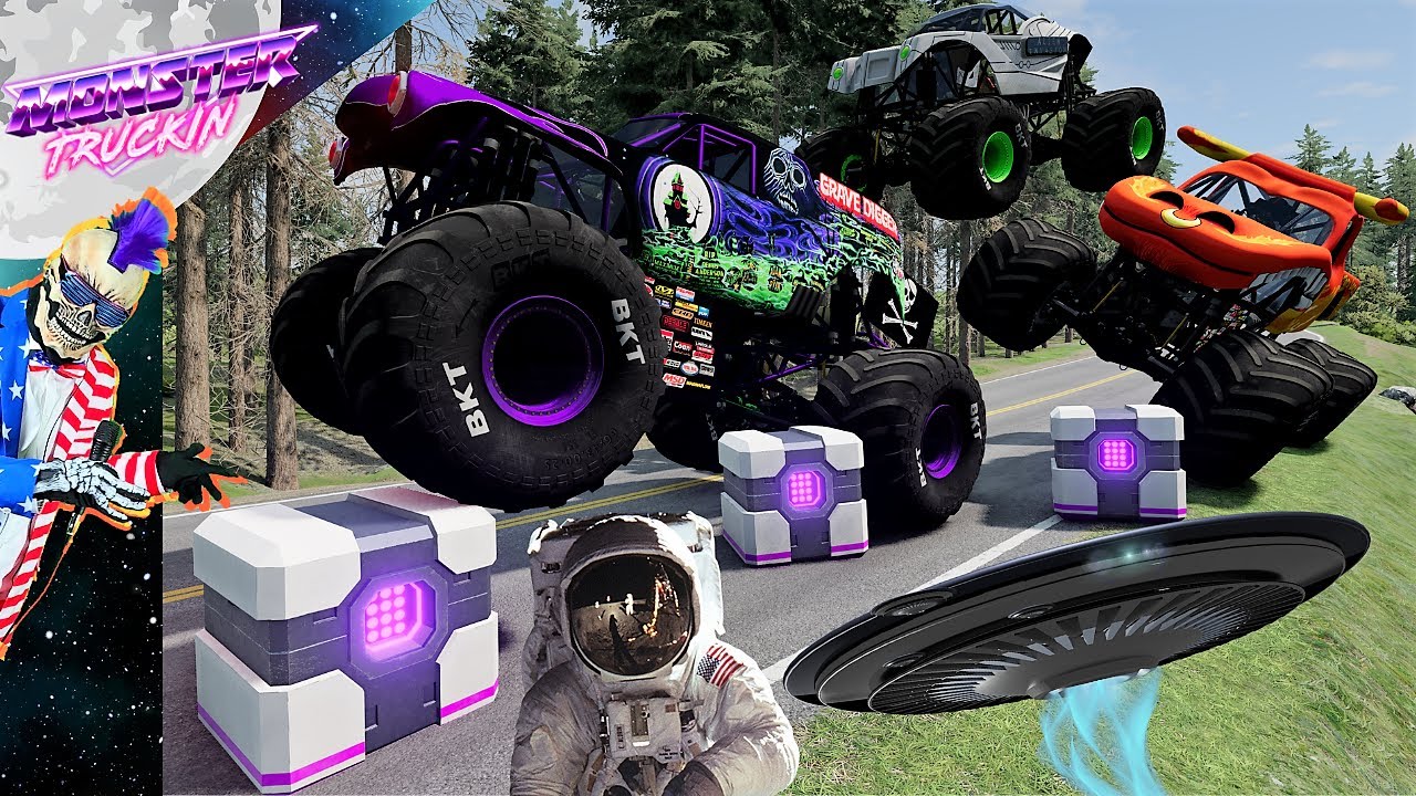Monster Jam INSANE Racing, Freestyle and High Speed Jumps #8 | BeamNG Drive | Grave Digger