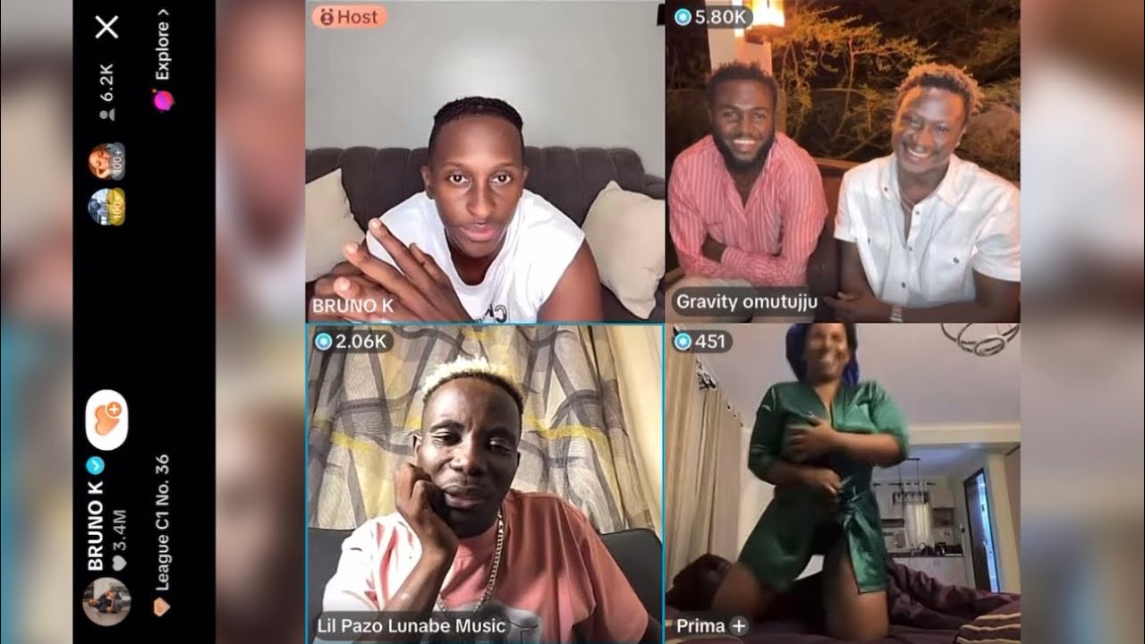 Kika!! Laba Prima kyakoze Bruno K ku TikTok Live. Gravity Omutujju ne Lil Pazo ku screen