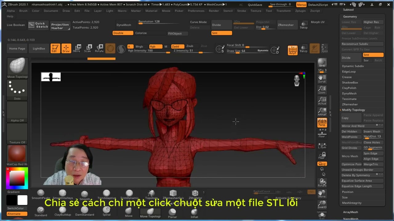 Zbrush 2021   Mẹo sửa file STL lỗi chỉ bằng một click chuột trong Zbrush