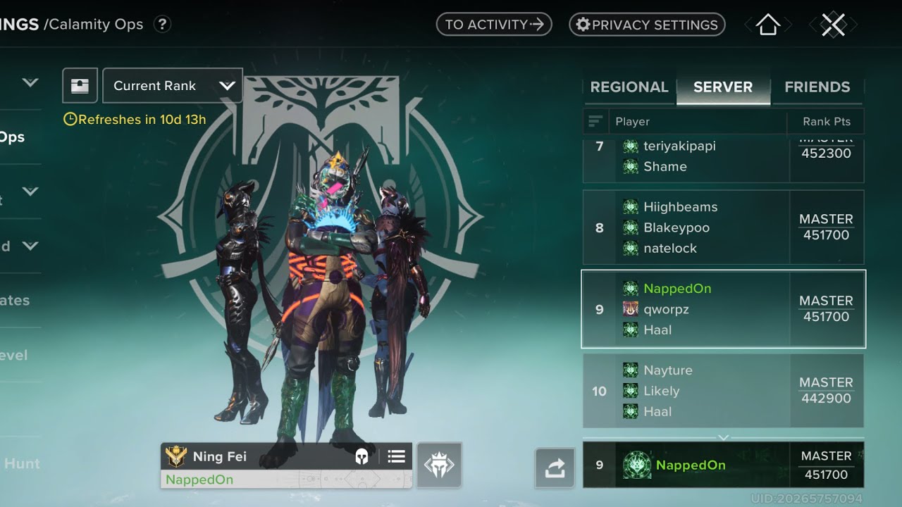 Destiny Rising Calamity OPS NEXUS INTERFACE 451700K NING POV