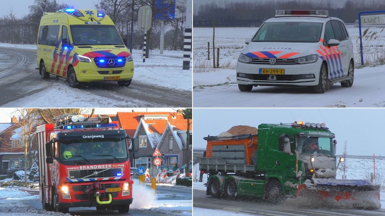 Sneeuw in Zeeland - Hulpdiensten met spoed door de sneeuw naar en vanaf verschillende meldingen!
