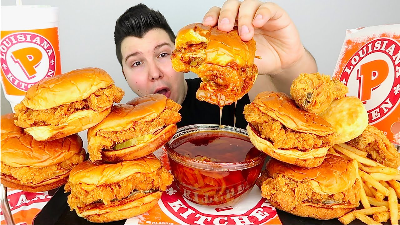Popeyes Spicy Chicken Sandwich With Blove's Sauce • MUKBANG