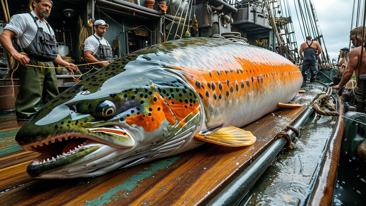 Watch American fishermen catch hundreds of tons of salmon this way - Catch fish gillnet fish at sea