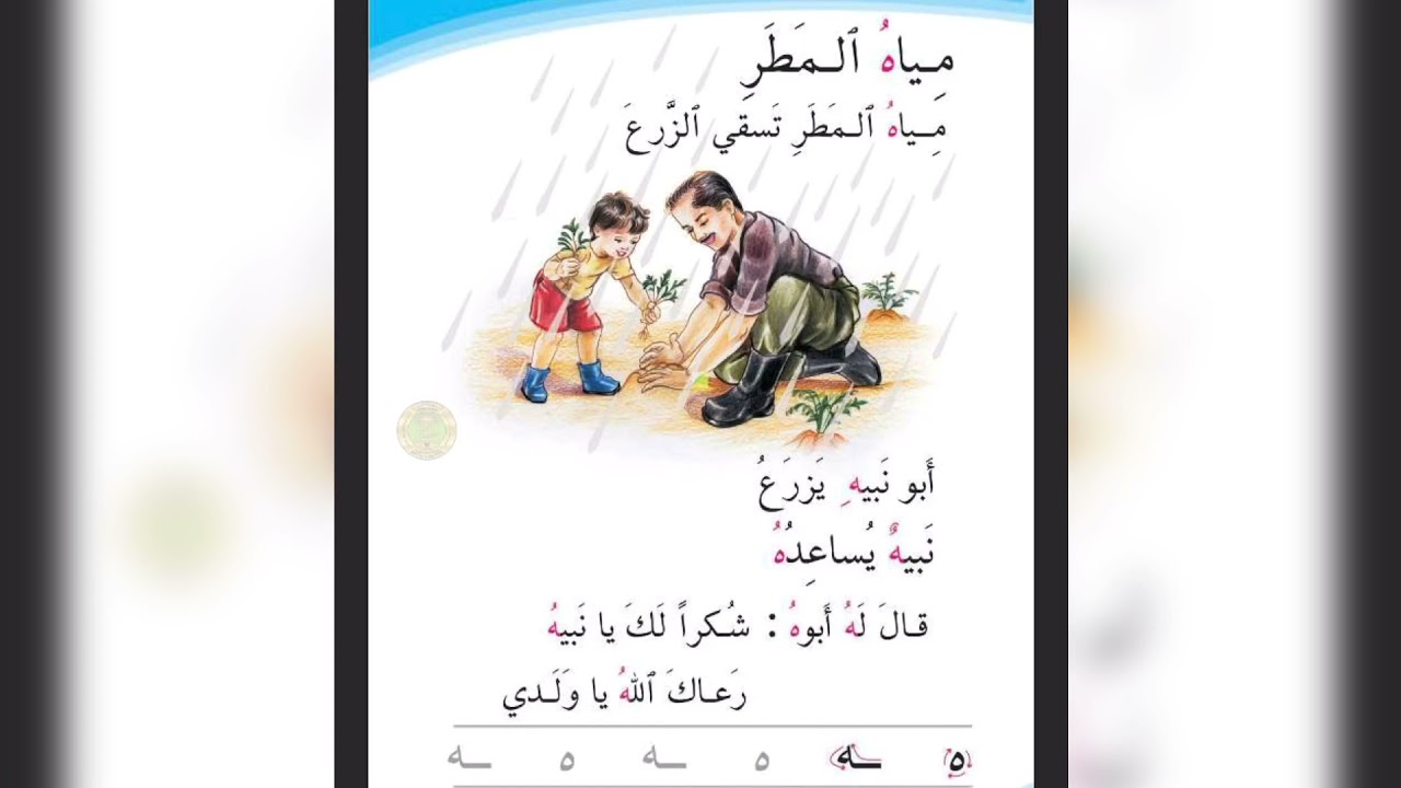 قراءة و شرح درس مياه المطر في قراءة الصف الاول الابتدائي