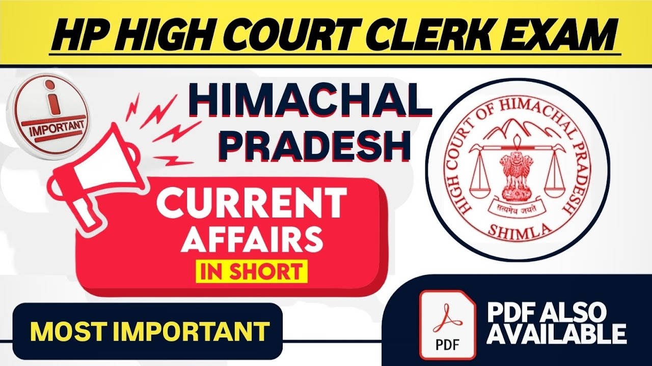 Himachal Pradesh Current Affairs for HP High Court Clerk Exam 2025||Top 50 MCQ of HP Current Affairs