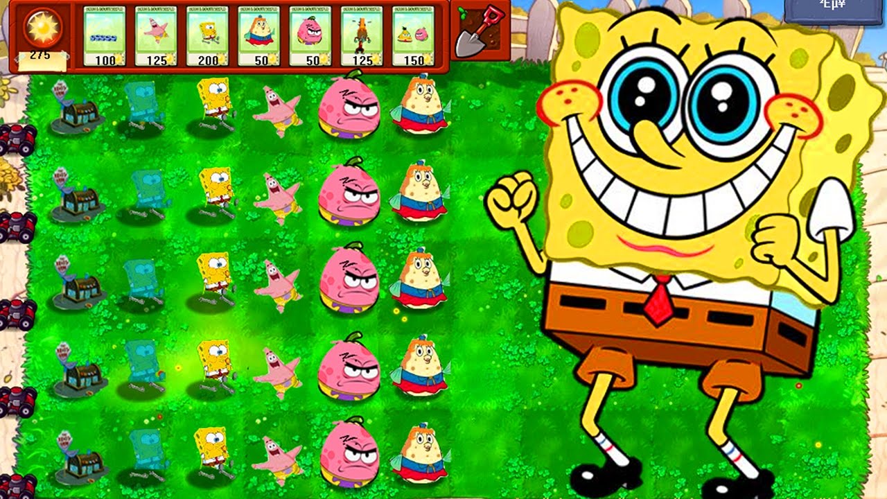 Plants vs Zombies Mod Spongebob: TEAM PLANTS SPONGEBOB FIGHT!