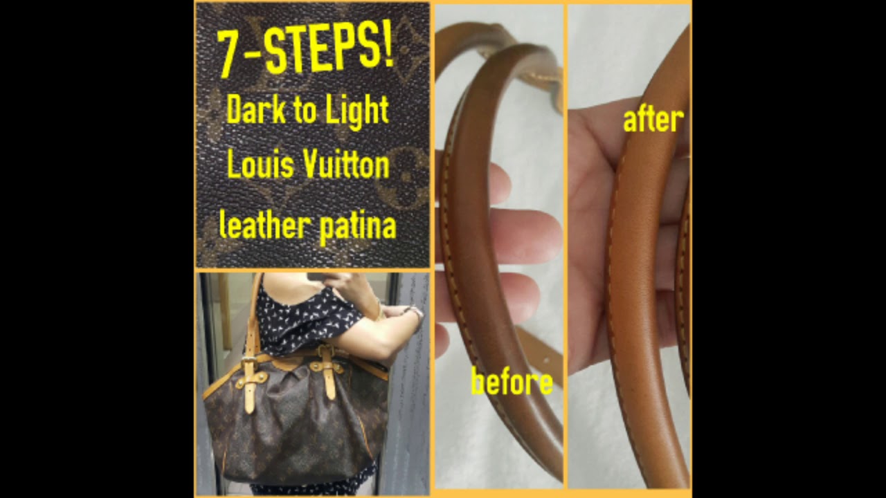 Amazing 7-STEPS Louis Vuitton cleaning Dark patina leather Tivoli GM monogram