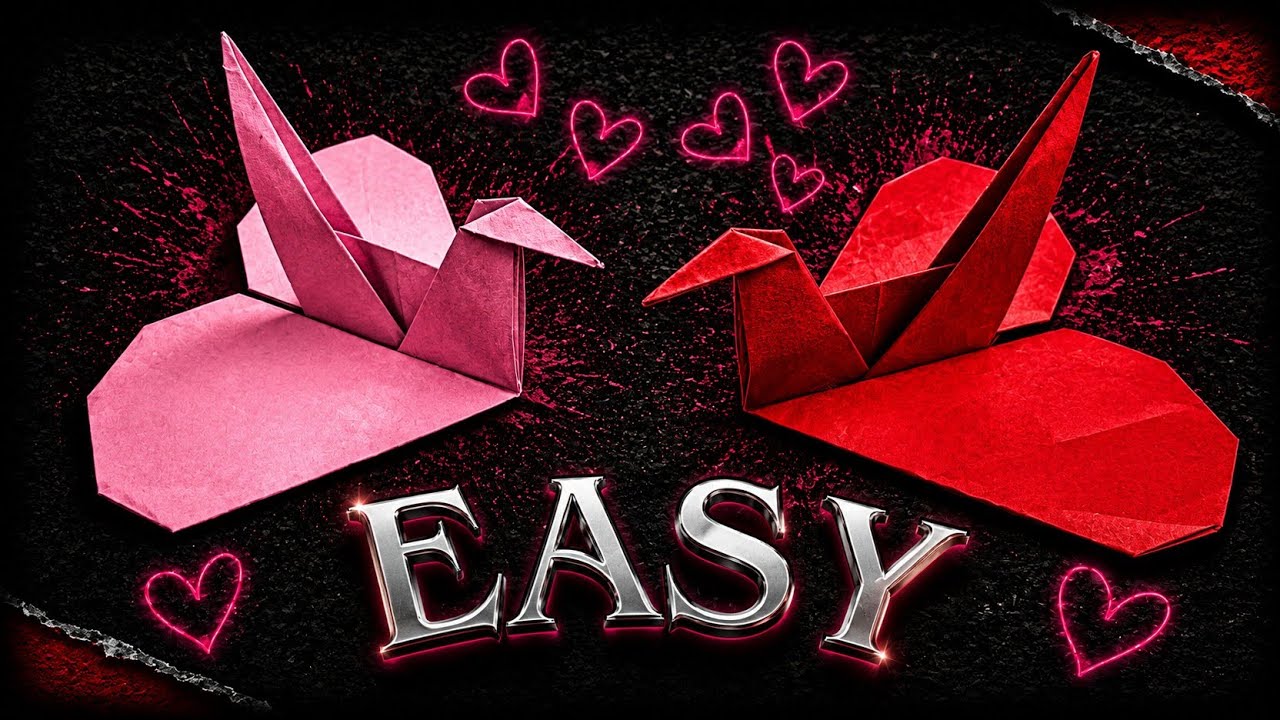 Origami Heart Swan ♥️ How to make a paper hearts