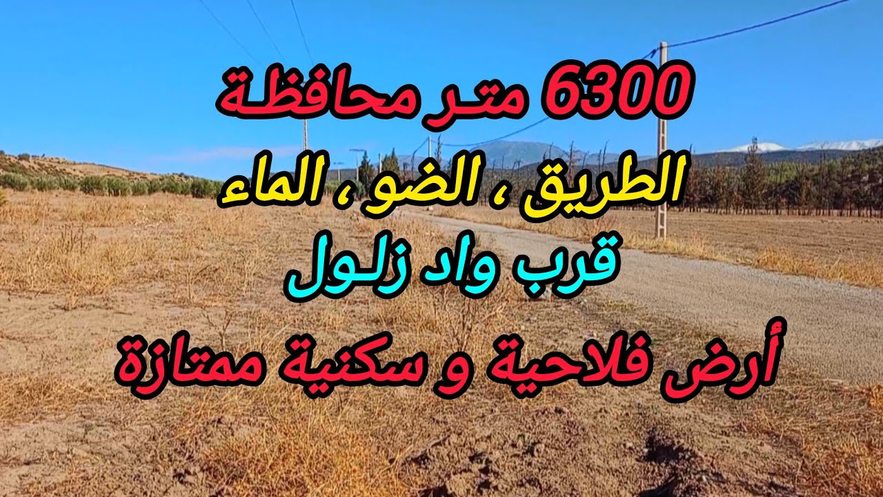 2025-12-5 : أرض 6300 متر تيتر محافظة ،طريق ،الضو ، الماء ،قرب واد زلول ب 7 مليون ونصف .☎️ 0652902061