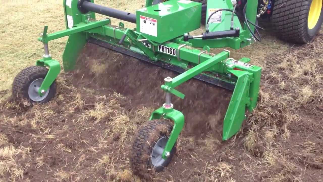 John Deere 1025R with Frontier PR1160 Power Rake Part 2