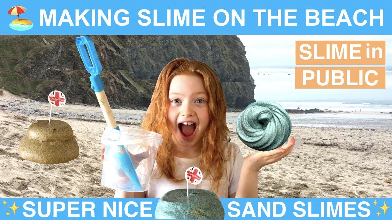SLIME IN PUBLIC | MAKING SLIME ON THE BEACH |  SUPER SATISFYING SAND SLIMES | RUBY ROSE UK