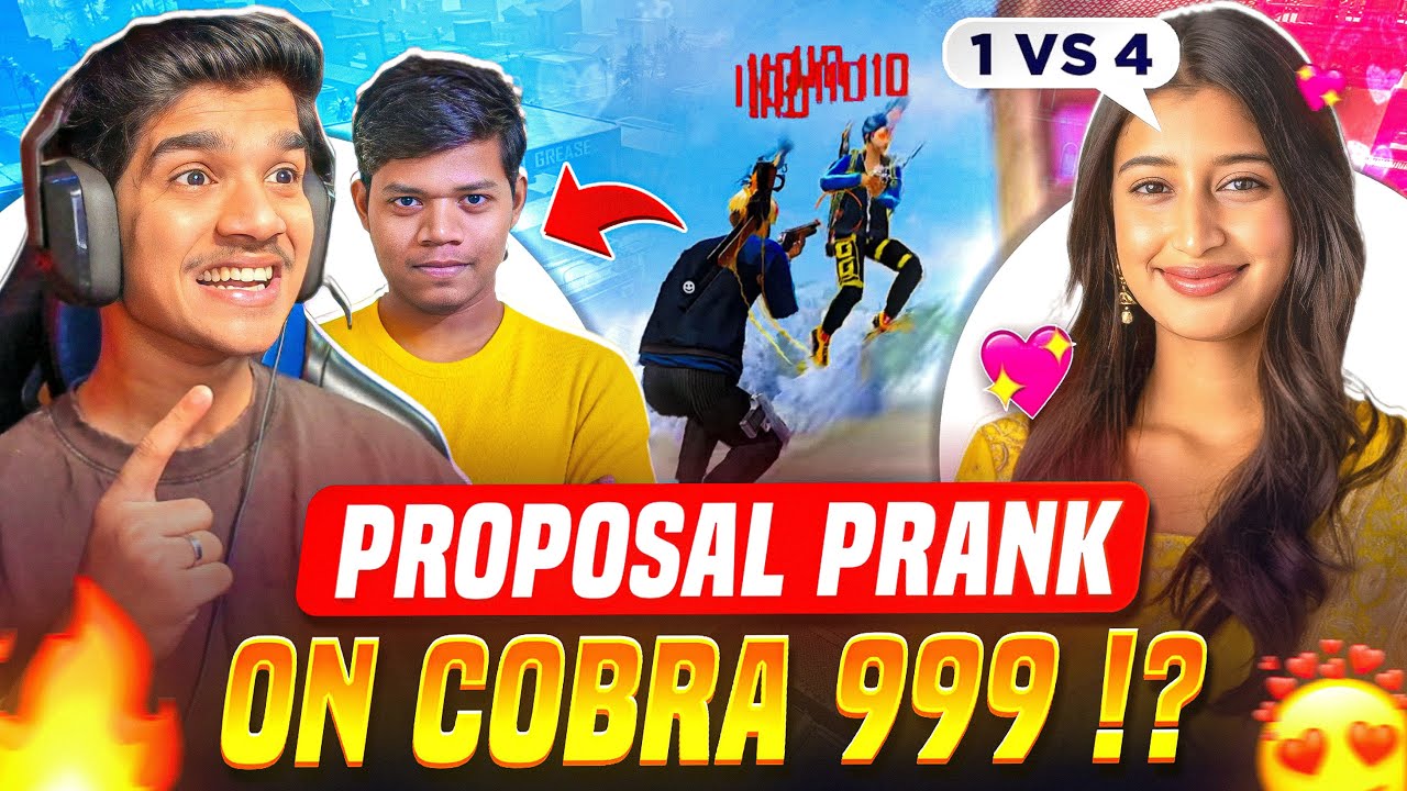 GIRL👩 PROPOSAL😍💕 PRANK🤣 ON COBRA 999 | 1 vs 4🔥| GIRL FRIEND ?? | FREE FIRE IN TELUGU #dfg #freefire