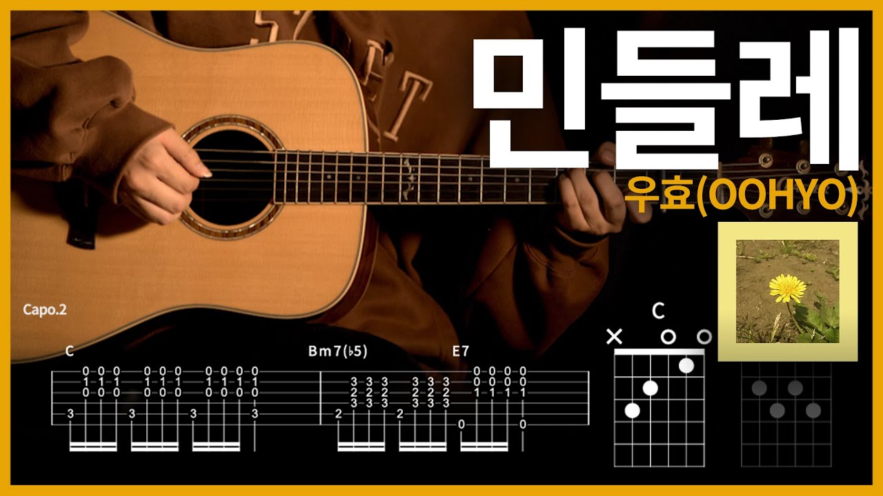 243. OOHYO 우효 / Dandelion 민들레 【★★★☆☆】 기타 | Guitar tutorial |ギター 弾いてみた 【TAB譜】
