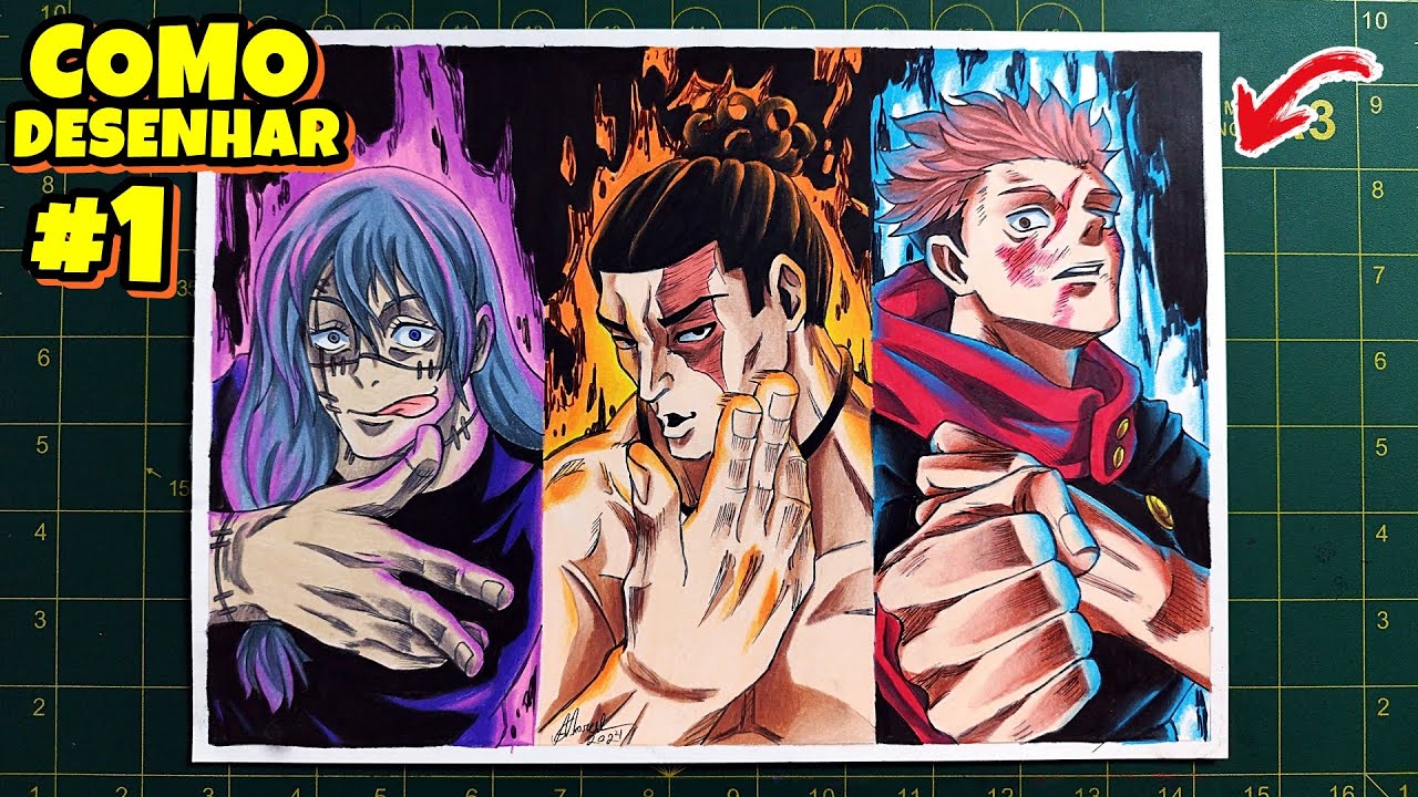 TRIO JUJUTSU! Como desenhar o Itadori / Mahito / Todo passo a passo #1