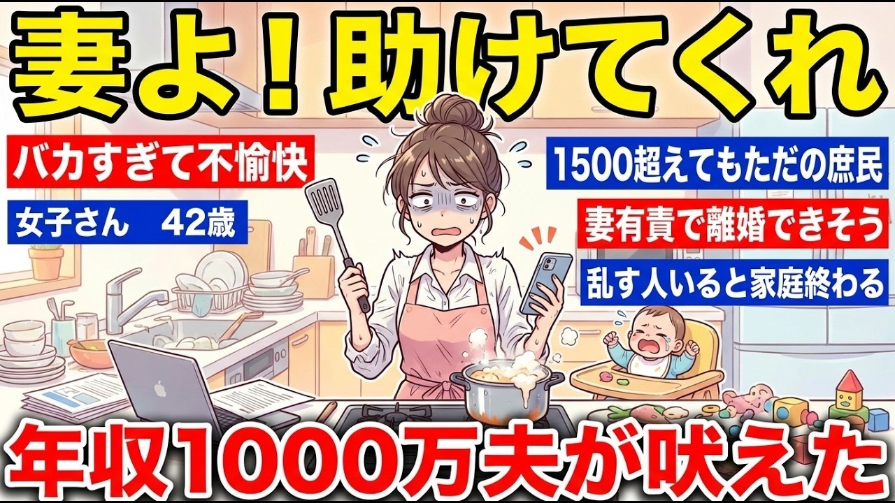 【ガルちゃん有益】年収1000万円夫の訴え！「妻よ、家計を助けてくれ」妻から返って言葉に絶望【ガルちゃん雑談】