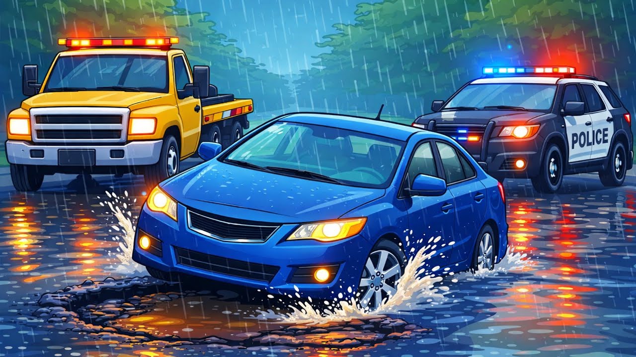 Emergency Rescue: How Will the Tow Truck and Police Handle This Situation? 🚔🚧💥 | Vehicles Animation