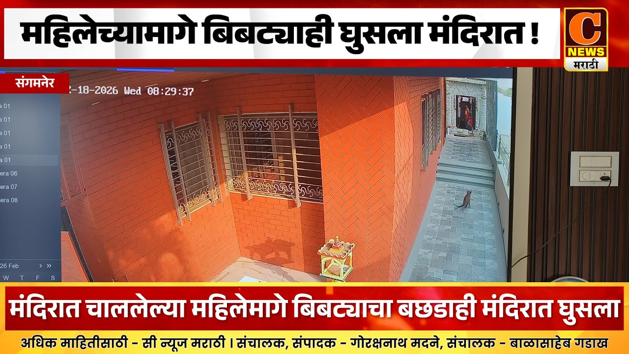 संगमनेर - महिलेच्यामागे बिबट्याही घुसला मंदिरात ! कुंथूनाथ सोसायटीमधील बिबट्याच्या वावराने घबराट