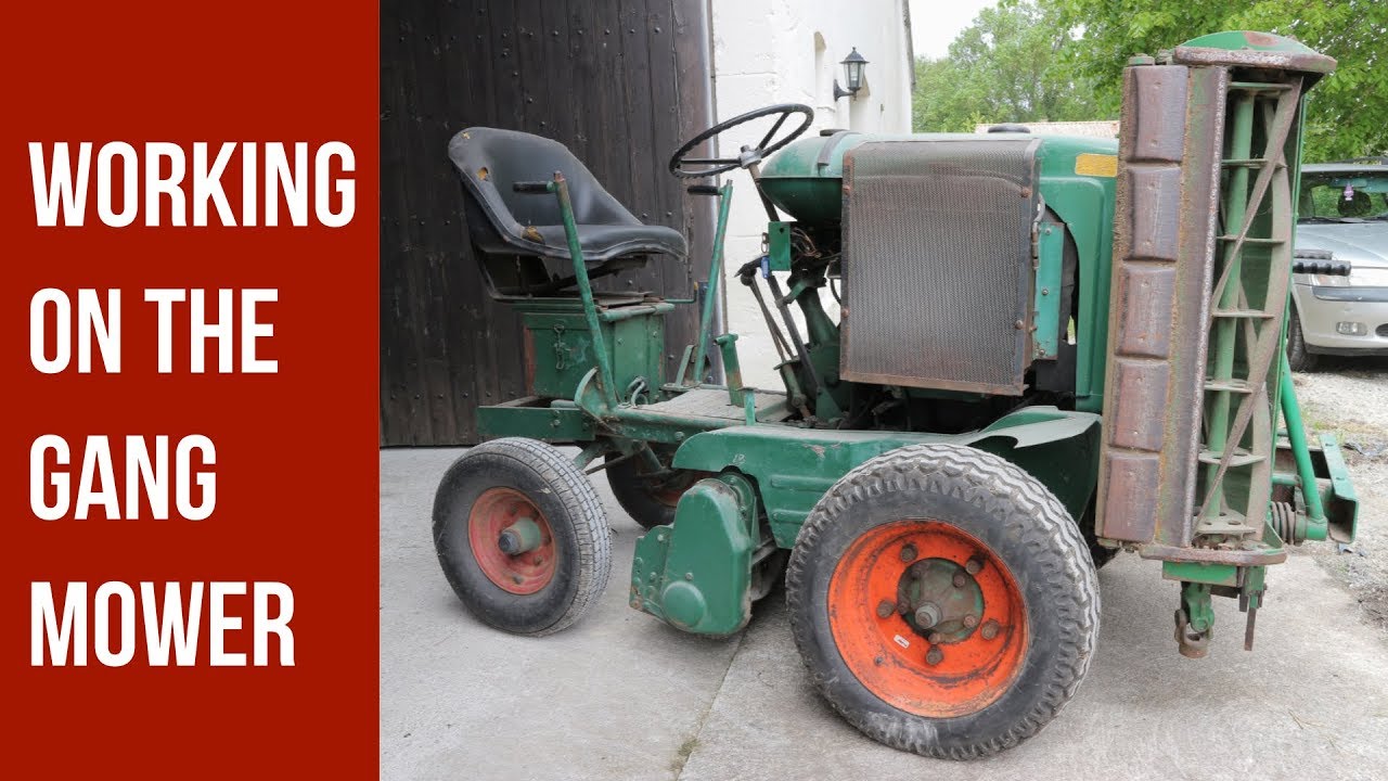 Working on the gang mower