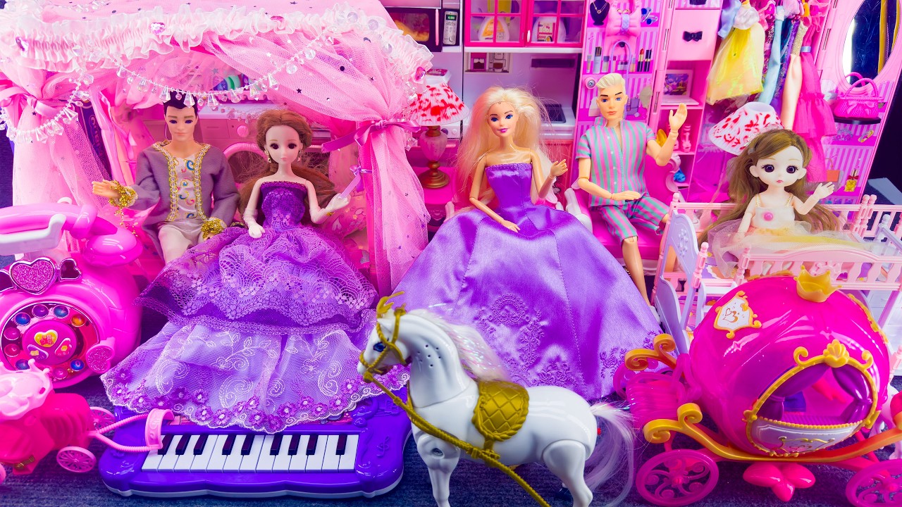 20 Minutes Satisfying Unboxing Royal Barbie Princess Pink Kitchen, Rock Bed Play Set Review Toys