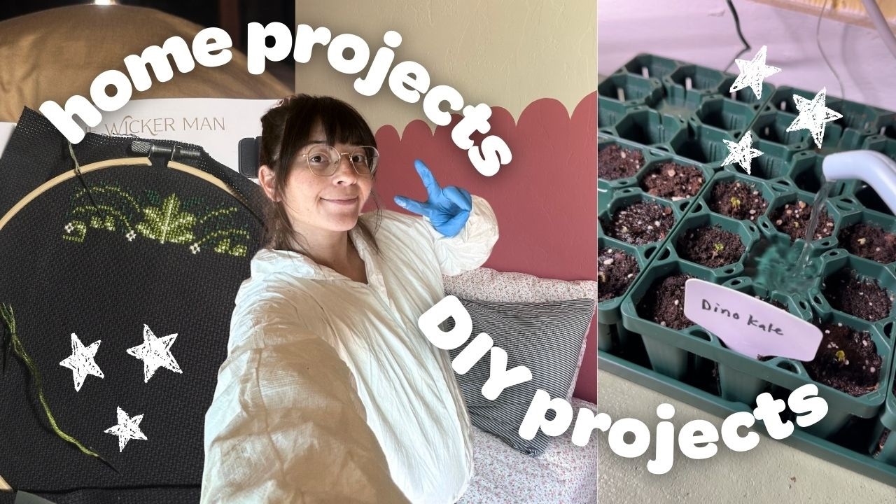 VLOG | painting the cutest bedroom, seedlings, and cross stitch update!