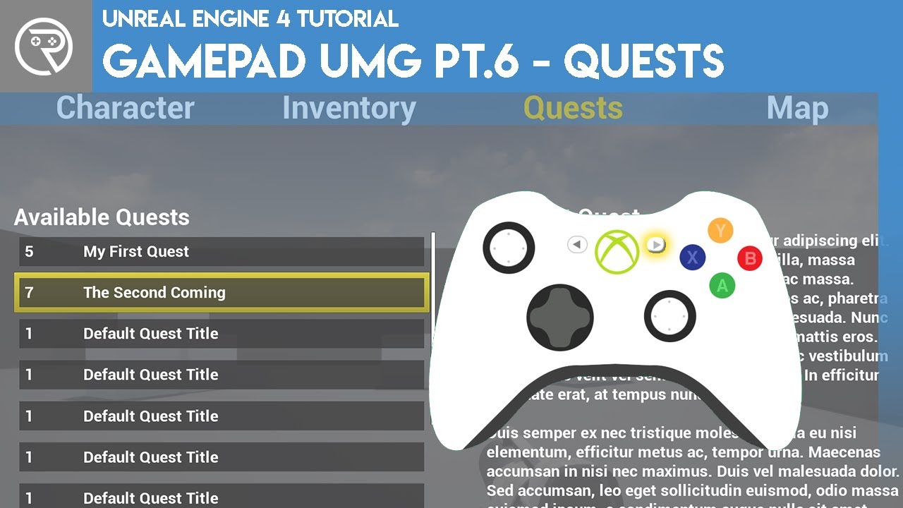 Unreal Engine 4 Tutorial - Gamepad UMG Control Pt.6 - Quest Sheet