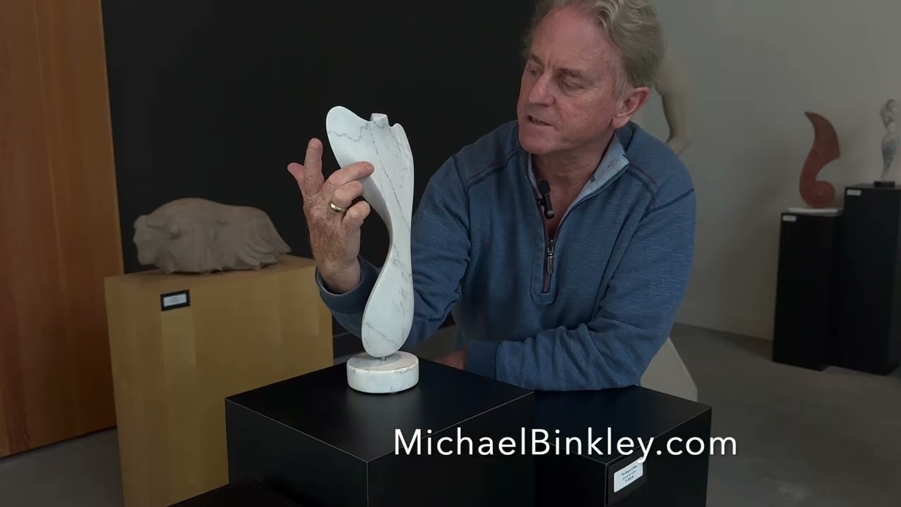 Original marble abstract sculpture by Canadian artist Michael Binkley.