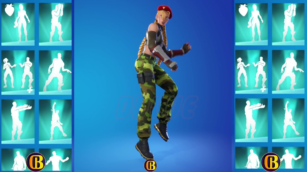 fortnite Cammy Skin Showcase With Icon Series Dances & Emotes | Fortnite Outfit