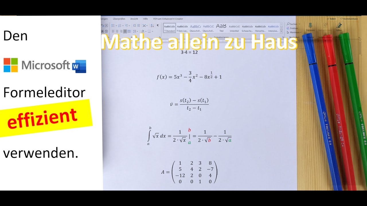 Den Microsoft Formeleditor effizient verwenden | Mathe allein zu Haus
