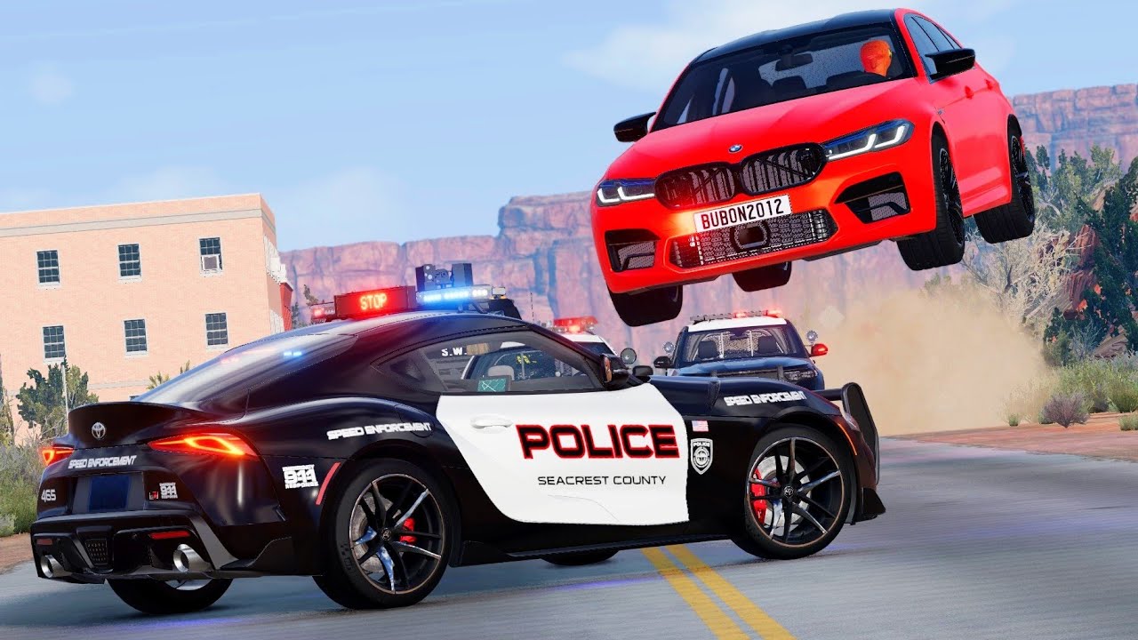 Epic Police Chase Fails in BeamNG Drive - SmashLab