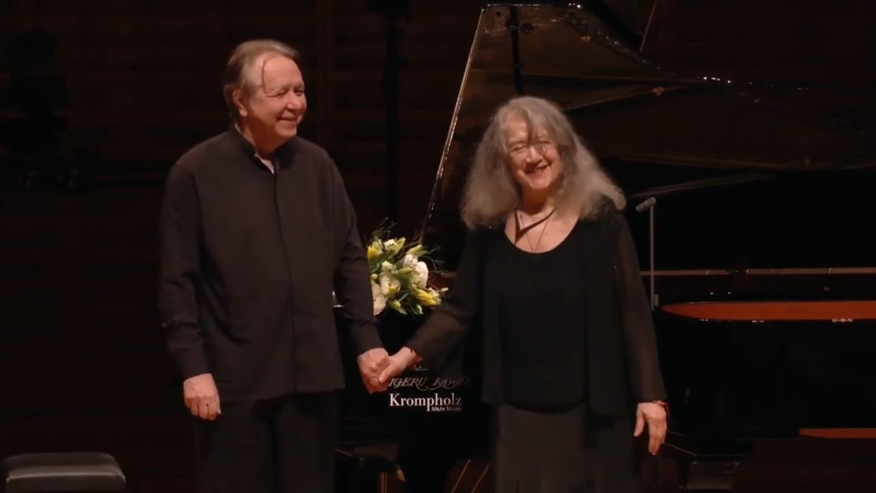 Martha Argerich and Mikhail Pletnev improvise on Bach's English Suite No. 3