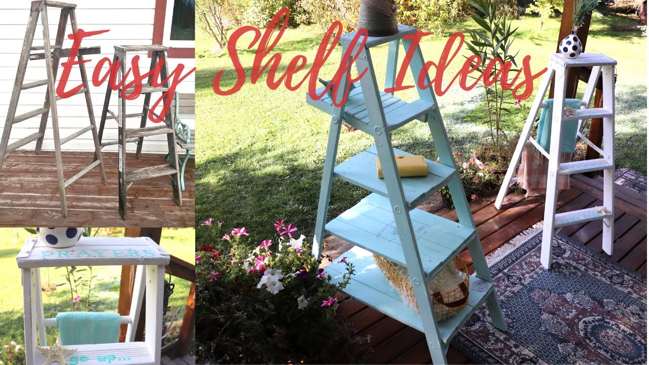 How To Make Cute Shelf from Old Ladders~Trash To Treasure~Ladder Shelf Easy DIYs