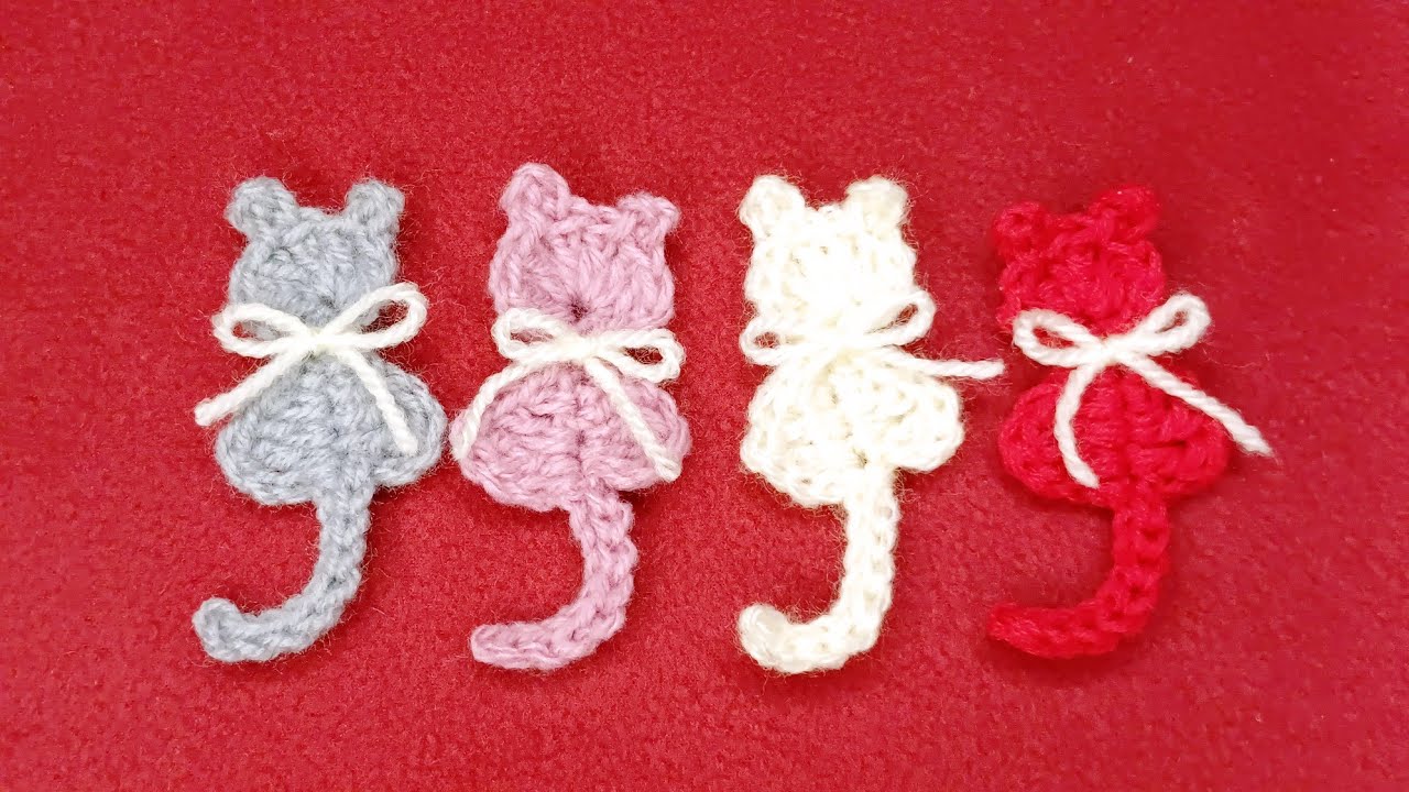 تعليقة مفاتيح او أبليك على شكل قطة #cat crochet