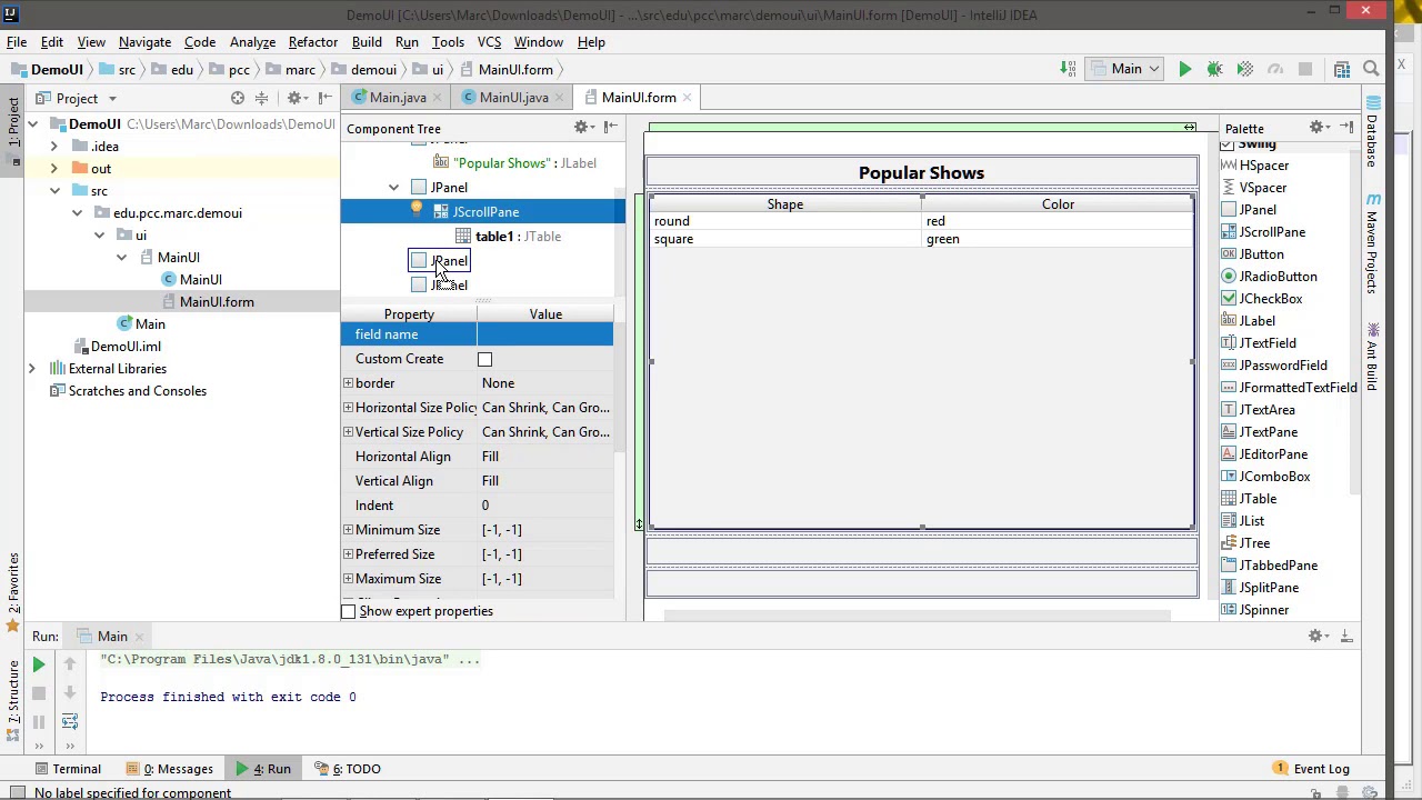 234A GUI With Table