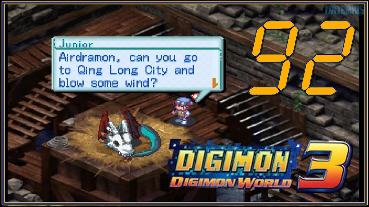 Digimon World 3 #92 - Leveling up in AM Kicking Forest & Airdramon in Seiryu City - (No Commentary)