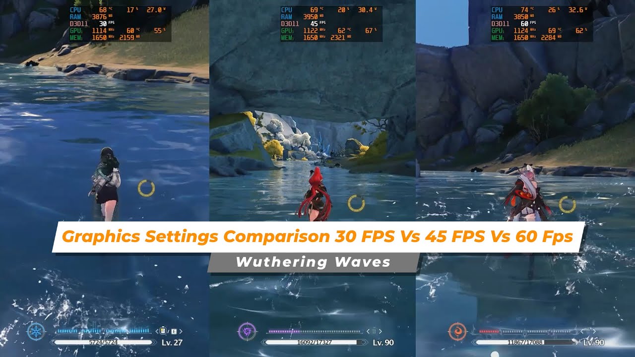 Graphics Settings Comparison 30 FPS Vs 45 FPS Vs 60 Fps Wuthering Waves Game