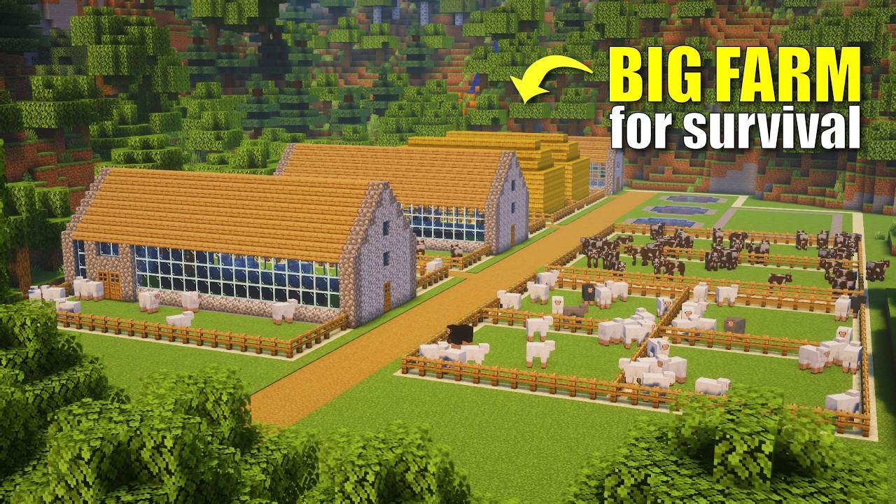 Minecraft: How to Build a Big Farm for Survival - Part 1 | Tutorial