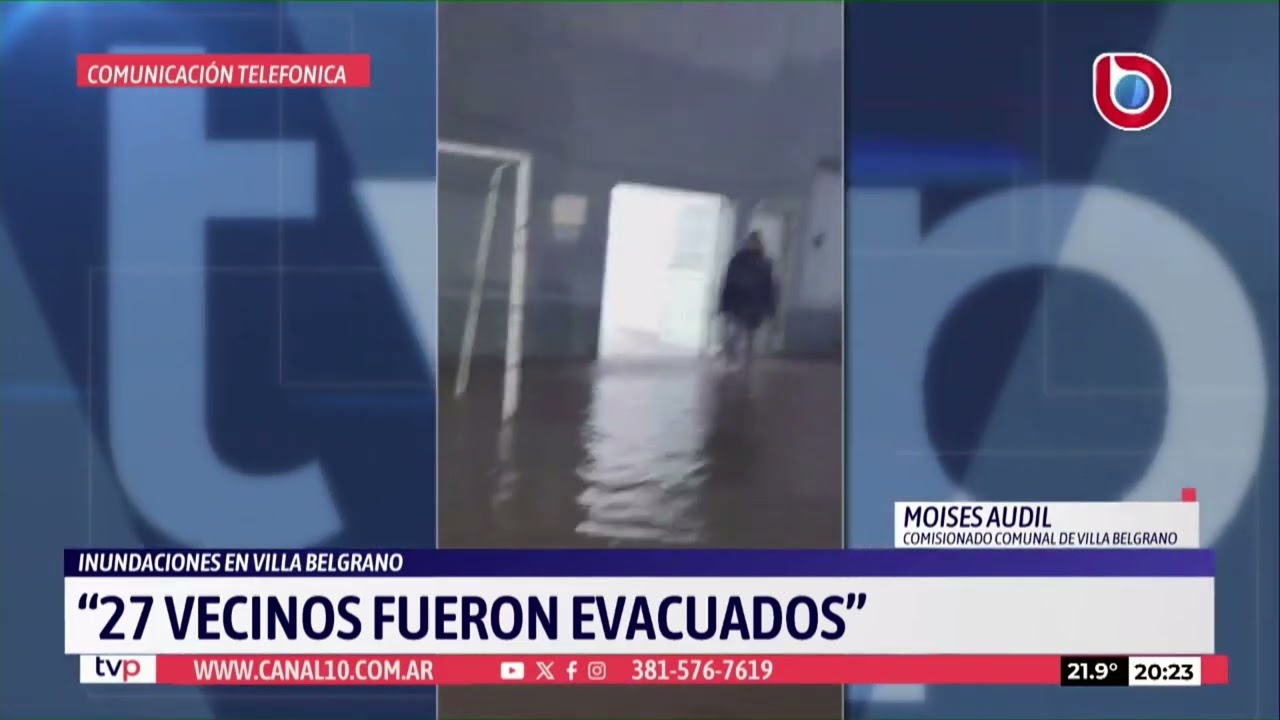 Temporal en Villa Belgrano: evacuaron a 27 personas tras el desborde de un arroyo