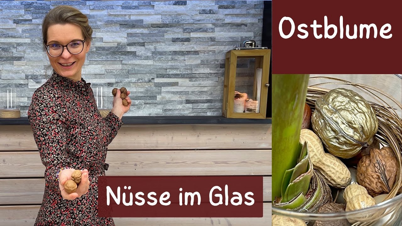 Elegante Glasdeko - Nüsse im Glas mit goldenen Akzenten