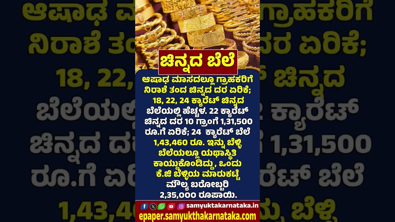 Gold Prices Rise Again! Jewellery Buyers Hit by Fresh Price Hike |  Samyukta Karnataka  #news #gold