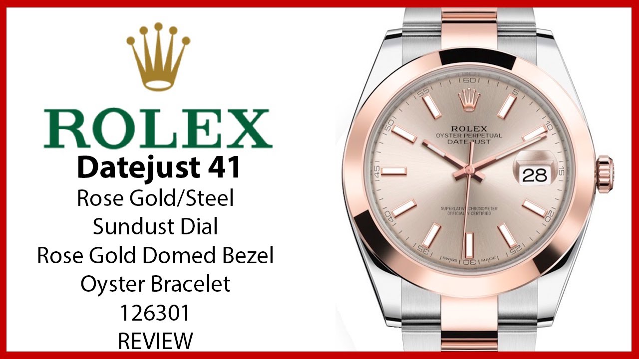 ▶ Rolex Datejust 41 Rose Gold/Steel Sundust Index Dial Smooth Bezel Oyster Bracelet 126301 - REVIEW
