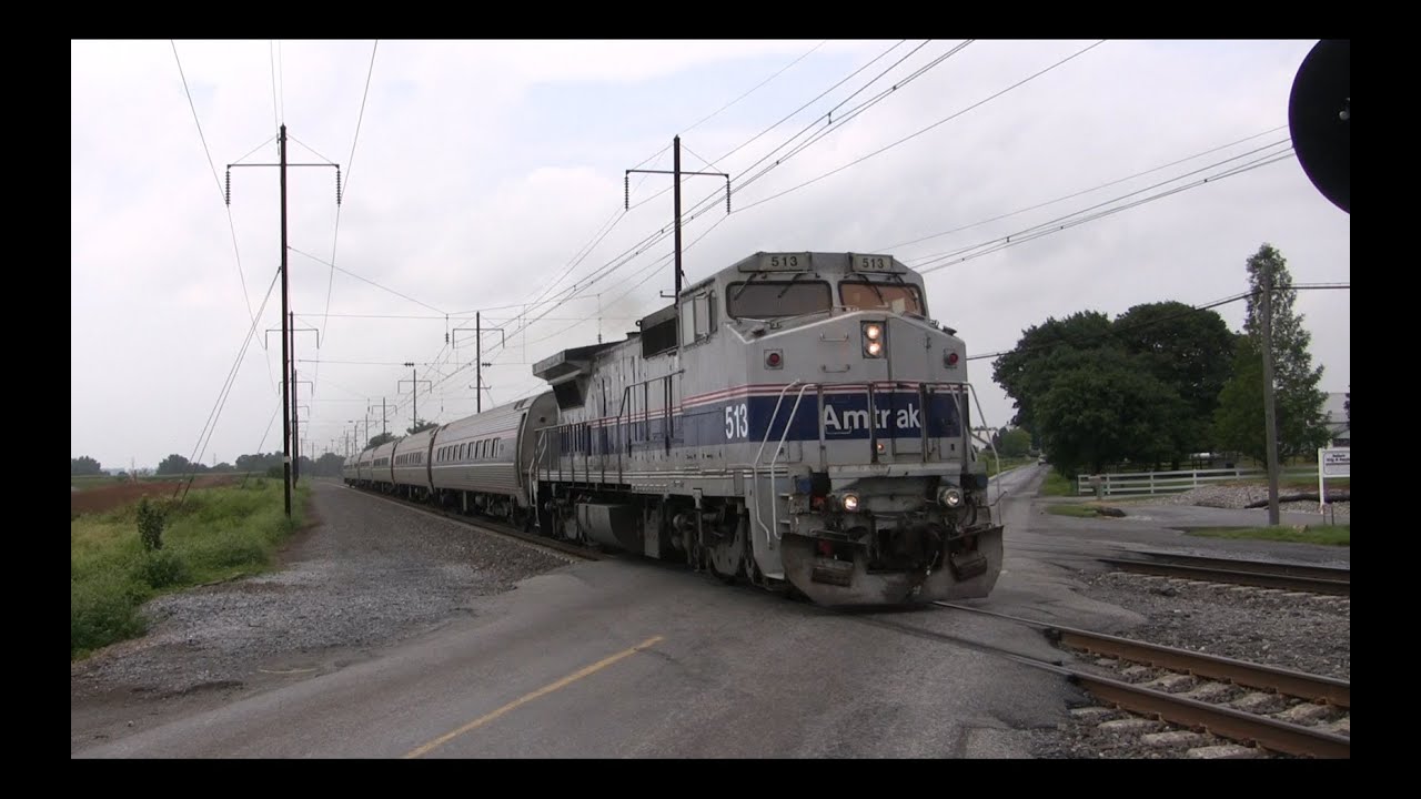 Amtrak Dash-8 Leads Pennsylvanian on the Pittsburgh Line and Amtrak Keystone Corridor