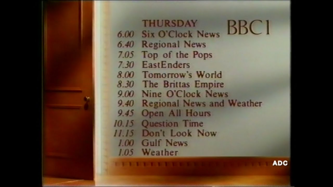 BBC1 links, trailers & closedown announcer Yvonne O'Grady 30th January 1991