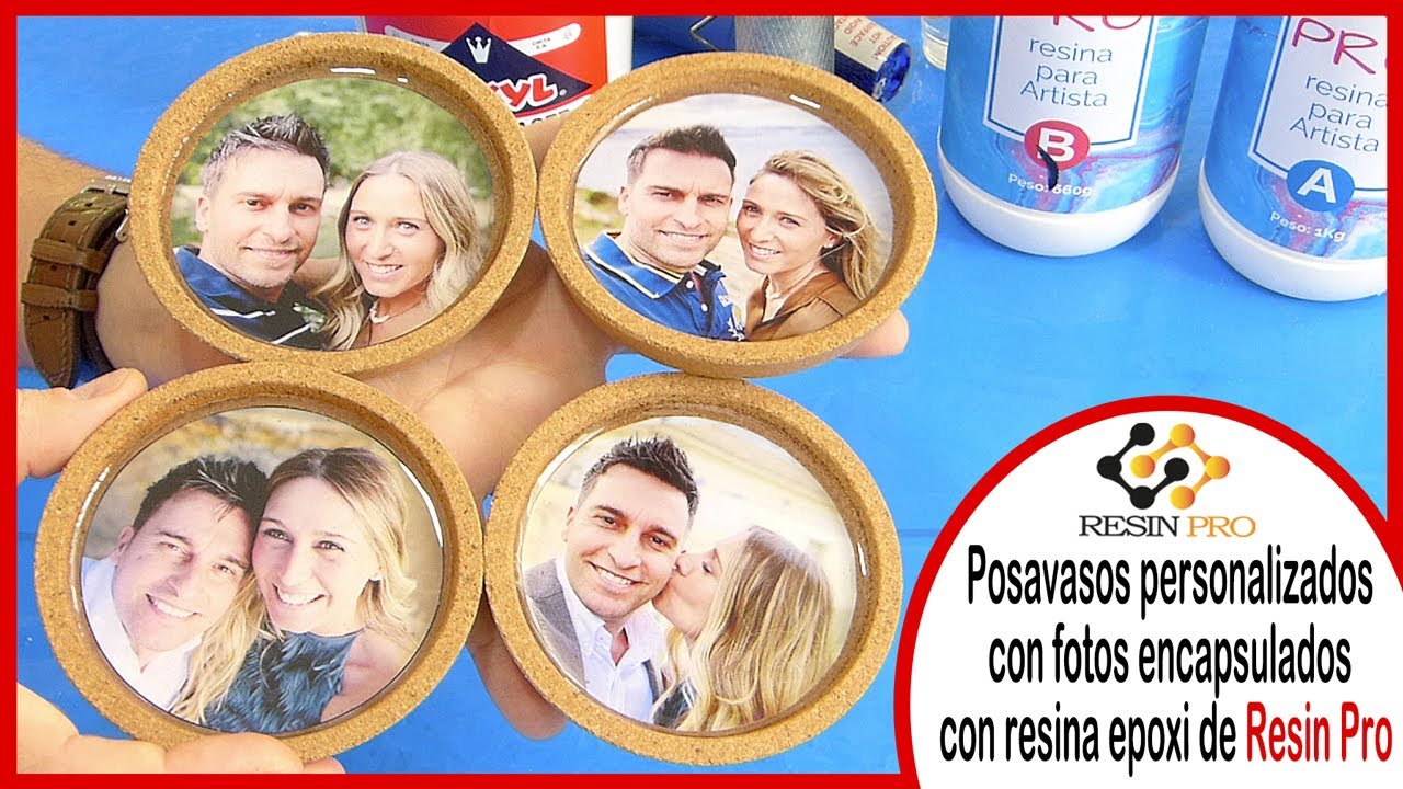 Posavasos personalizados con fotos encapsulados con resina epoxi de Resin Pro