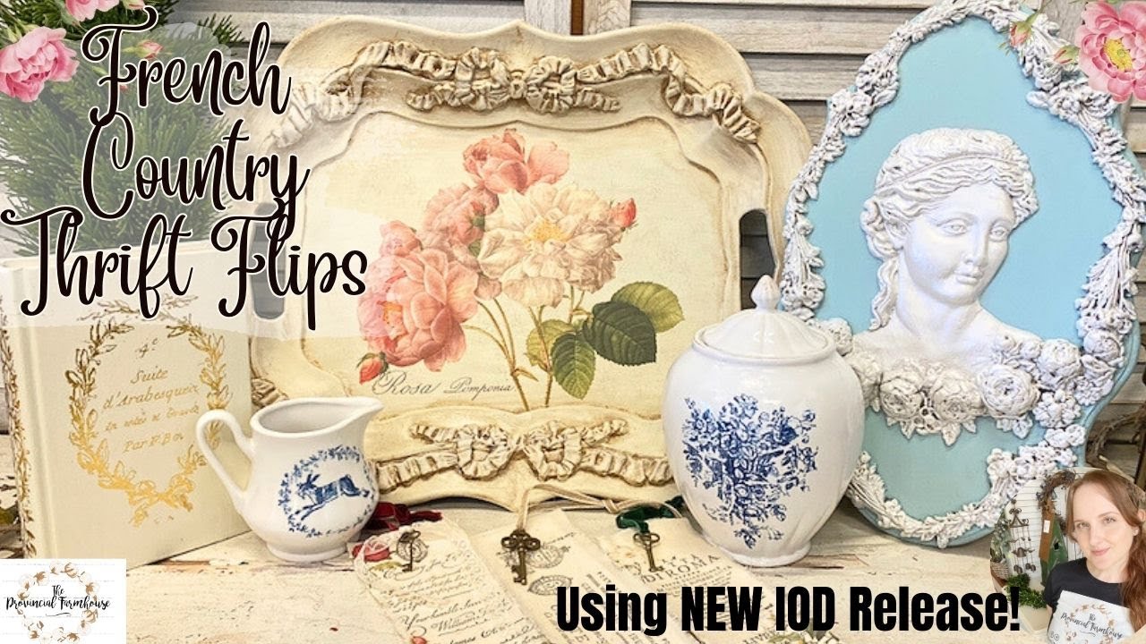 French Country Thrift Flips using NEW IOD Summer Release | Using Moulds with Clay | Gilded Transfers