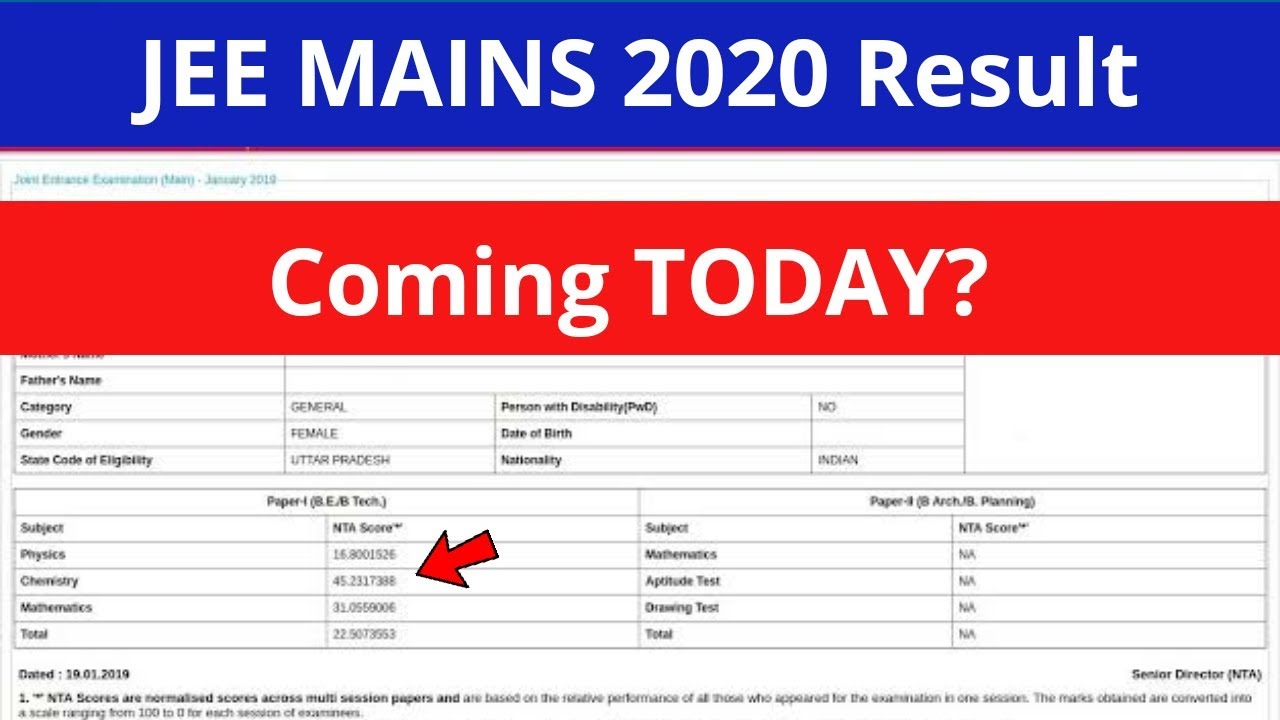 Jee mains 2020 result coming today? | jee mains result date