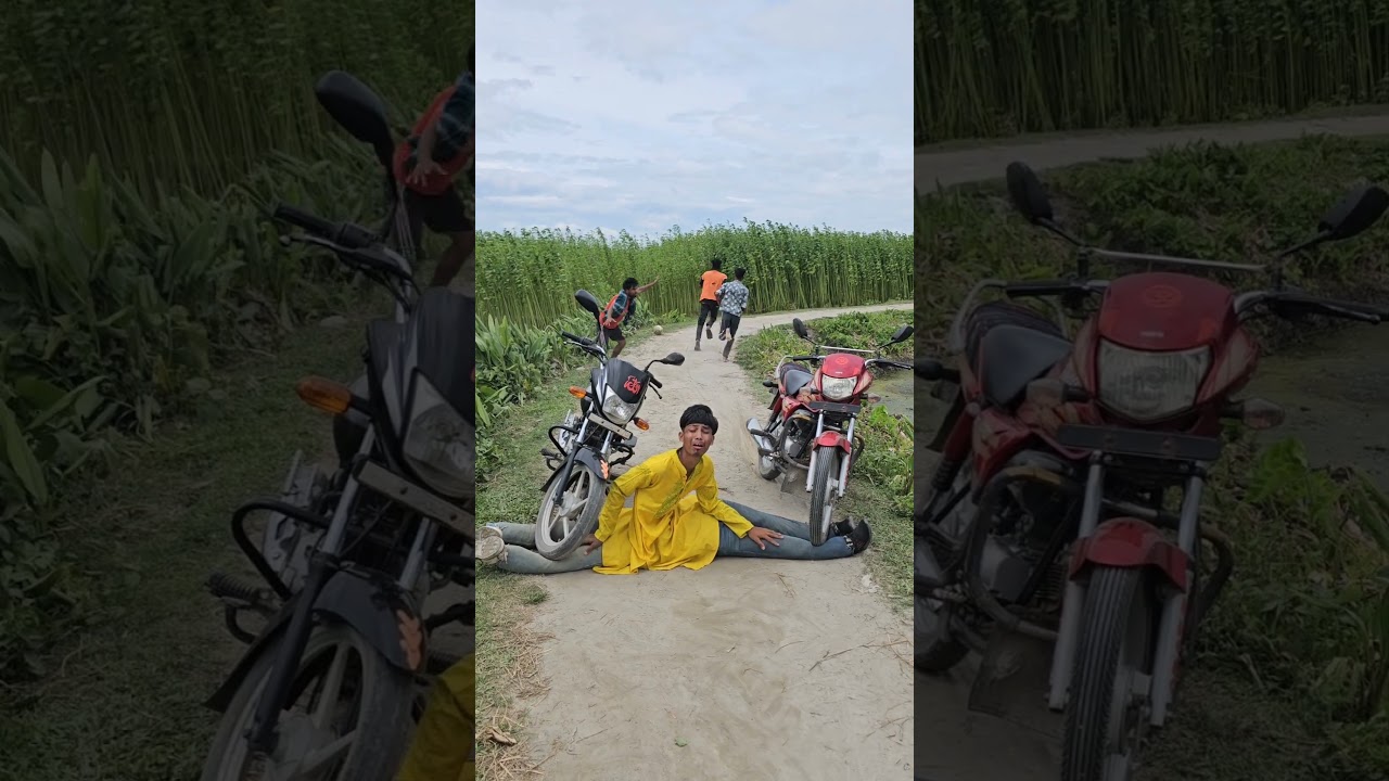 Two boys left their motorcycle and fled.0725#funny