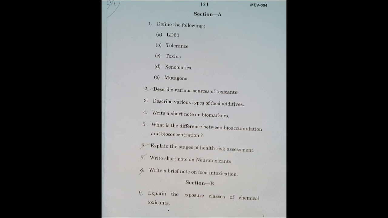 IGNOU PGDEOH MEV004 ENVIRONMENTAL TOXICOLOGY